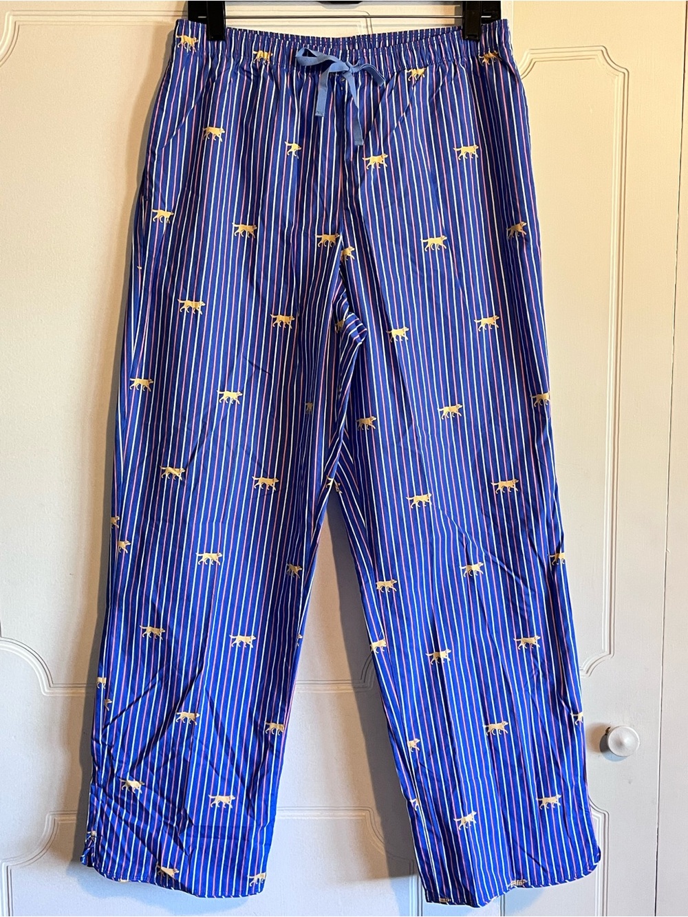 LL Bean Women’s M Pajama Jammy Pants Lab Retriever Dog Striped 100% Cotton NWOT